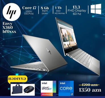 HP: Yeni HP Envy, 13.3 ", Intel Core i7, 1 TB, Pulsuz çatdırılma, Ünvandan götürmə, Ödənişli çatdırılma