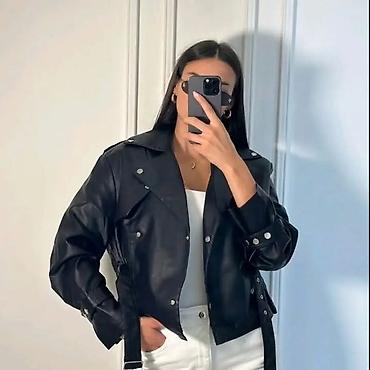 afro perike: Crna ženska biker jakna od eko kože - Materijal: glatka eko koža sa — 1