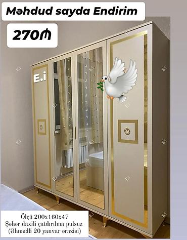 Yeni, 4 qapılı, Güzgülü, Bej, Açılan, Düz dolab lalafo.az -da Yeni, 4 qapılı, Güzgülü, Bej, Açılan, Düz dolab
