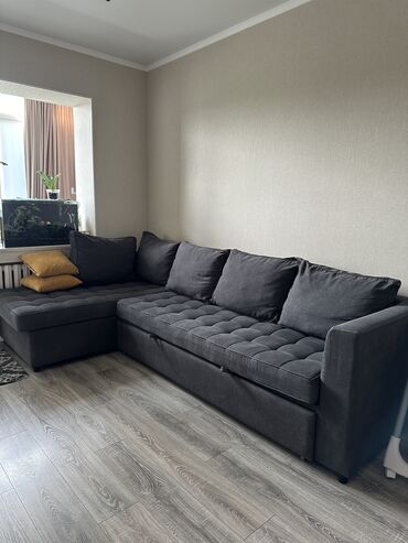 обивка дивана цена: Угловой диван, цвет - Серый, Б/у
