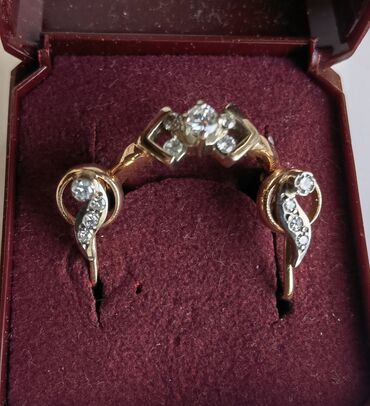 золотые серьги советские: Комплект с бриллиантами Золото - 583 пробы серьги 585 пробы кольцо