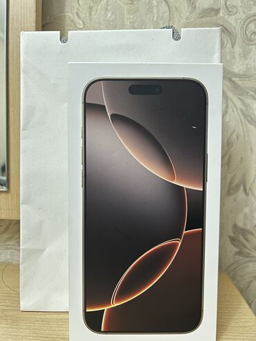 Apple iPhone: IPhone 16 Pro Max, Новый, 256 ГБ, Desert Titanium, Зарядное устройство, Кабель, Коробка