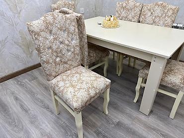Qonaq otağı üçün, Yeni, Açılmayan, Dördbucaq masa, 6 stul