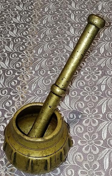 İncəsənət və kolleksiyalar: Misin-gödəkçə (havan) dəsti – pirinç/bronz Latun materialdan - Dəst — 3