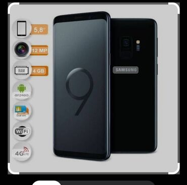 Samsung: Samsung Galaxy S9, 64 GB, rəng - Qara, Barmaq izi, Face ID