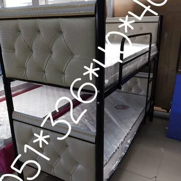 İkimərtəbəli uşaq çarpayıları: Oğlan və qız üçün, Yeni, Çarpayı, Matras ilə, Siyirməsiz, Dəmir — 23