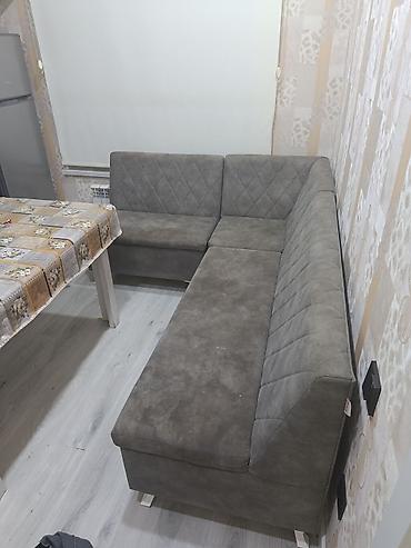 masa transformatoru: Mətbəx üçün L formalı yumşaq divan - Rəng: tünd boz - Material — 1