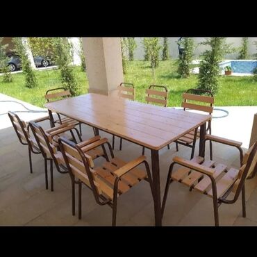 Bağ, çöl masa və oturacaq dəstləri: Bag heyet stol stlu cixdi satiwa toz boya ile kiraskalanir 4 neferik — 23