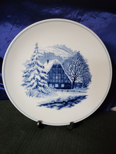 Ostali antikviteti: Tanjir za na zid Meissen 1934 do 1945g,zimski pejzaz. Porcelanski — 1