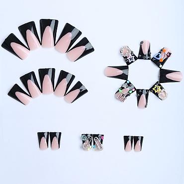 loreal rumenilo: Set ukrasnih presovanih noktiju – crno-nude sa 3D detaljima Opis: - — 4