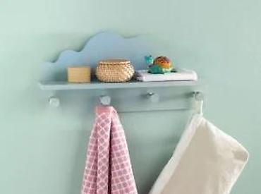 Ostali dečiji nameštaj: Zidna polica sa kukicama – „oblaci“ - Dekorativna polica za dečiju — 12