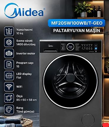 Paltaryuyan maşın Midea, 10 kq, Yeni, Avtomat, Qurutmasız, Kredit yoxdur, Ödənişli çatdırılma