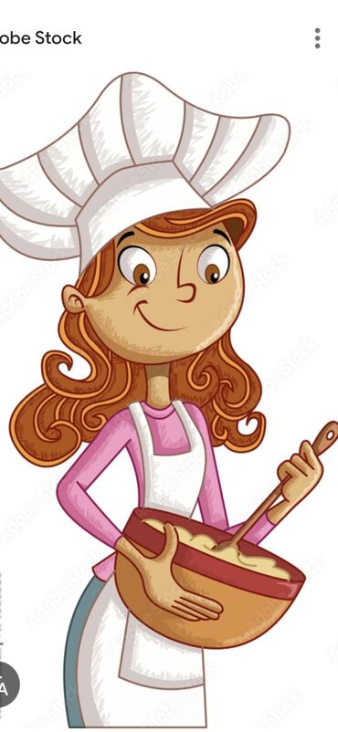 помощник пекаря: Иллюстрация «Повар‑кондитер с миской теста» - Векторный мультяшный