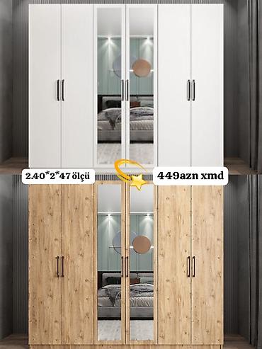 6 qapılı paltar dolabı – güzgülü model - Rəng variantları: ağ və ağac lalafo.az -da 6 qapılı paltar dolabı – güzgülü model - Rəng variantları: ağ və ağac