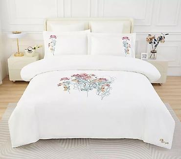 bed sheets: Постельный комплект Arya с вышивкой Flora - Состав набора — 1
