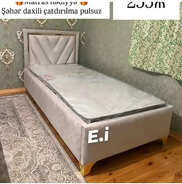 yan bardak: Tək nəfərlik çarpayı – matras hədiyyə. Yumşaq parça ilə üzlənmiş — 1