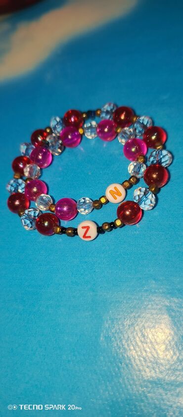 Bilərziklər: Uşaq üçün boncuk bilərziklər - Material: akril boncuklar, şəffaf — 3