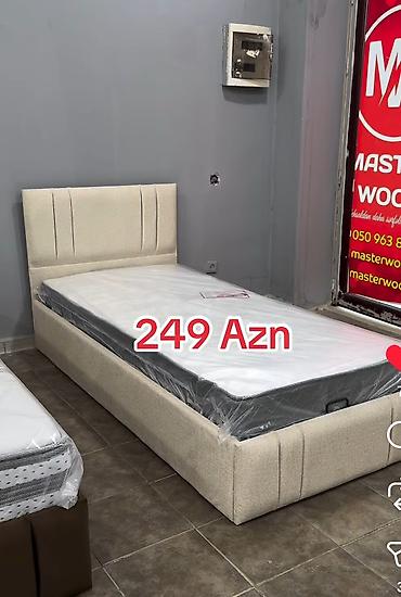 ucuz masa: Tək nəfərlik çarpayı modelləri - Yumşaq başlıqlı, müasir dizaynlı tək — 1