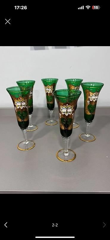 coca cola stəkan: Qədəhlər, rəng - Yaşıl, Şüşə, 6 ədədli dəst, 200 ml — 1