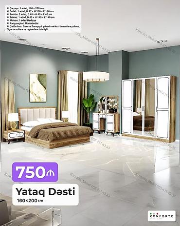 Ev və bağ: Yataq Dəsti – 160×200 sm Komplekt: - Çarpayı: 1 ədəd, 160×200 sm - — 1