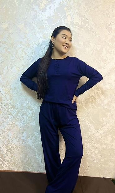 Домашние костюмы: Женский двойка костюм из мягкого трикотажа - Комплект: лонгслив + — 3