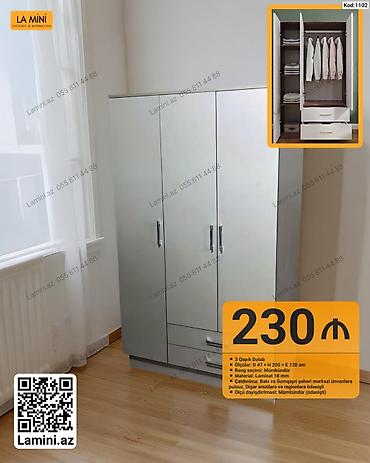 Mebel: LA MINI – 3 qapılı dolab - Ölçülər: D 47 × H 200 × E 120 sm - — 1