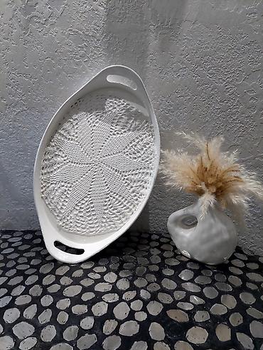 caydanlar: Ağ dekorativ servis/tray Instagram:@art_form.design - Forma: oval — 3