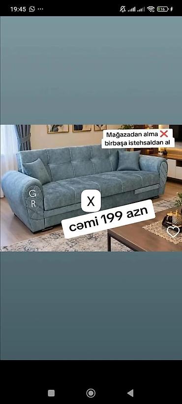 Model divan – birbaşa istehsaldan. - Rəng: mavi/boz tonlu parça -