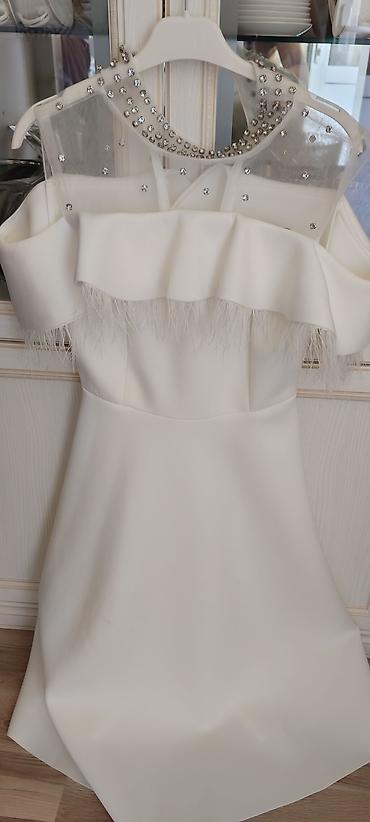 dekor xina: Ağ rəngli zərif kokteyl/ziyafət donu - Dizayn: Off-shoulder (çiyin — 1