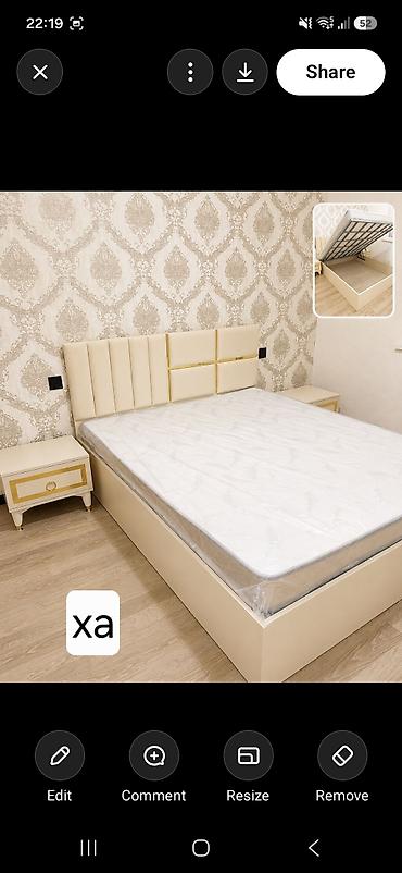 Krem rəngli iki nəfərlik çarpayı dəsti - Ölçü: təxmini 160x200 sm