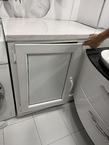 plastik dolabı: PVC vann otağı dolabı və süni mərmər üst tabla - Material: rütubətə — 1