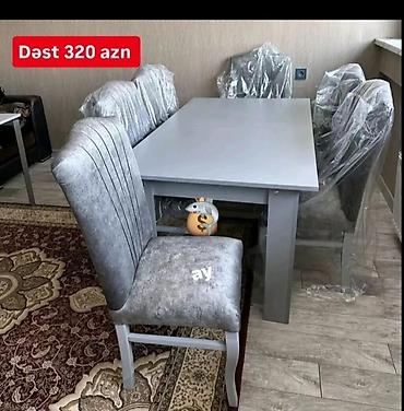 metbex kunc divani: Qonaq otağı üçün, Yeni, Açılmayan, Dördbucaq masa, 6 stul — 1
