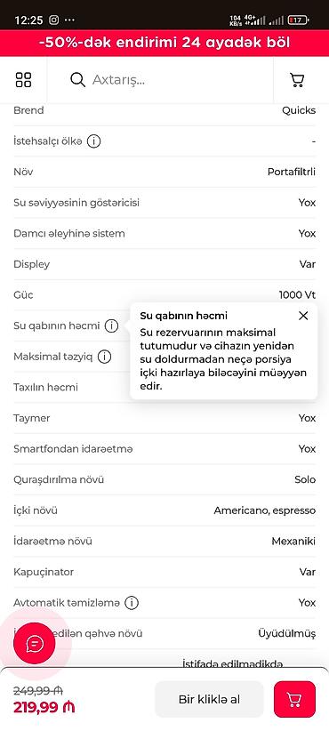 coffee machine: Quicks Q-6815 portafiltrli qəhvə maşını - Növ: Portafiltrli, solo — 2