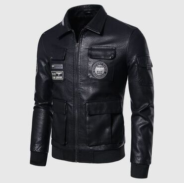 мужской кожа куртка: Куртка M (EU 38), XL (EU 42), цвет - Черный