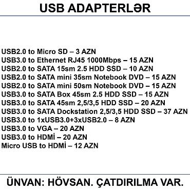 en ucuz noutbuklar: Adapterlər/Konverterlər (Çeviricilər) 📍Ünvan: Bakı şəh, Suraxanı ray — 9