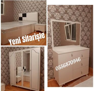 Yataq otağı dəstləri: İkinəfərlik çarpayı, Dolab, Termo, 2 tumba, Azərbaycan, Yeni — 6
