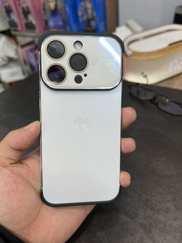 айфан 14: IPhone 14 Pro, Колдонулган, 128 ГБ, Matte Silver, Коргоочу айнек, Куту, Каптама, 87 %