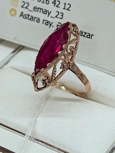 583: Üzük, Çəhrayı qızıl, 583 Əyar, Yaqut — 3