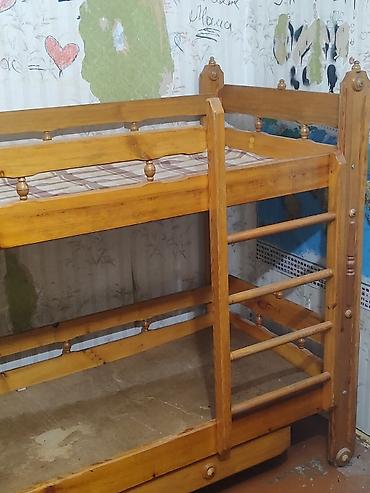 bunk bed: Двухъярусная кровать материал дерево ширина 85 длина 1,90 цена 10000 — 10