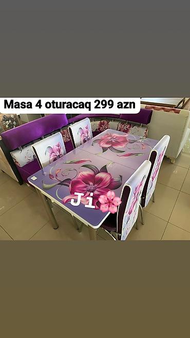 plasmas stular: Mətbəx üçün masa və 4 stul dəsti - Komplekt: 1 masa + 4 oturacaq - — 1