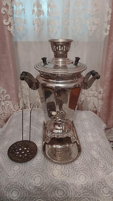 odun satis: Klassik metal samovar dəsti - Material: cilalanmış metal (xrom — 2