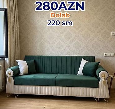 divan ustleri: Yaşıl-əşyavi rəng birləşməsində üçnəfərlik divan. Xüsusiyyətlər: - — 1
