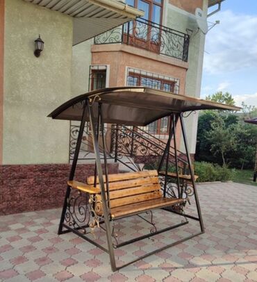 Садовые качели: Садовые качели Металл, Со спинкой, С крышей — 4