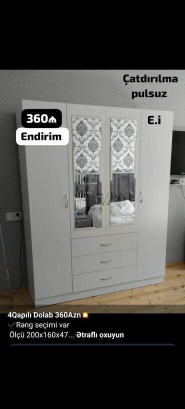 Dolablar: Yeni, 4 qapılı Düz dolab, Dolab-asılqan — 13