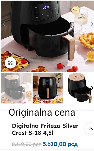 Ostali kuhinjski aparati: Friteza na vruć vazduh (air fryer) Model:SilverCrest S-18.Zapremina — 9