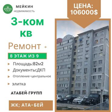 Продажа квартир: 3 комнаты, 82 м², Элитка, 8 этаж, Евроремонт