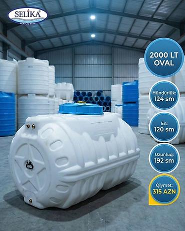 Baklar və çənlər: SELİKA markalı INJEKSION su çəni – 2000 LT OVAL - Həcm: 2000 litr - — 2