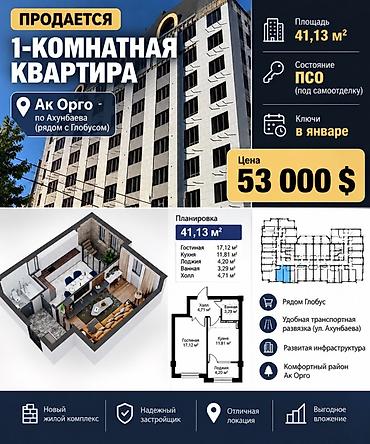 квартиры 20000: * 📍 Ак-Орго, ул. Ахунбаева, рядом с «Глобусом» * 🏠 1-комнатная — 1