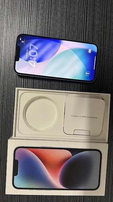 монитор 40: IPhone 14, Б/у, 256 ГБ, Голубой, Коробка, 77 % — 10