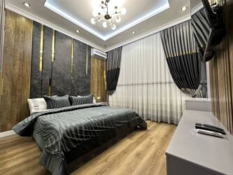 однокомнатная квартира на долгий срок: 1 бөлмө, Душ кабинасы, Жаздык, жууркан-төшөк каптары, Кондиционер